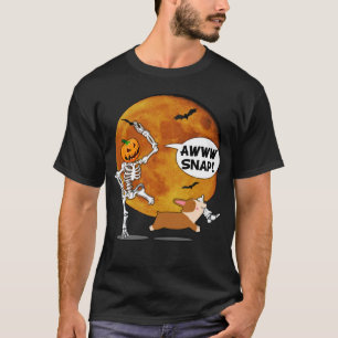 Camiseta Pumpkin Skeleton Quebrou Perna Halloween Corgi