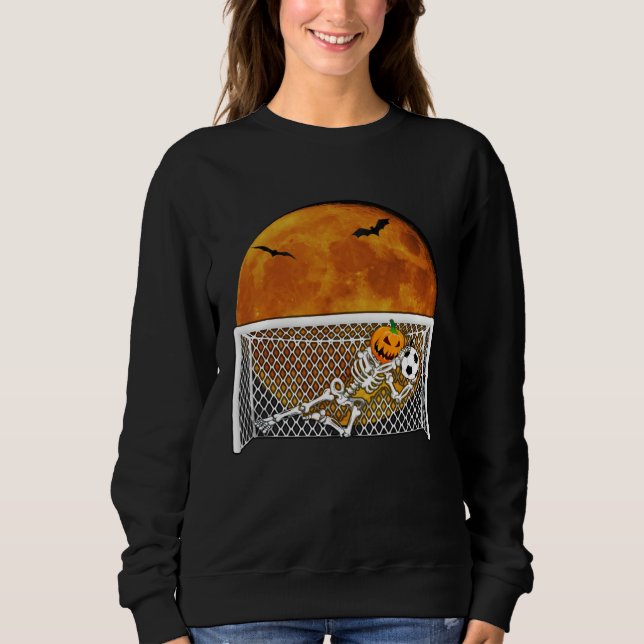 Camiseta Pumpkin Skeleton Soccer Goal Keeper Halloween Goal (Frente)