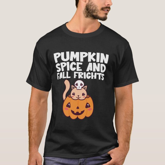 Camiseta Pumpkin Spice and Fall Fright Design T Shirt (Frente)
