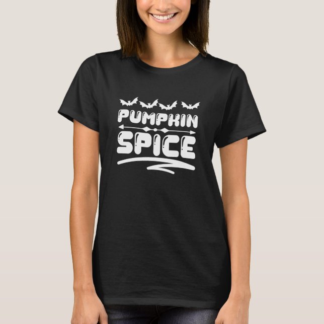 Camiseta Pumpkin Spice com Spooky Bats (Frente)