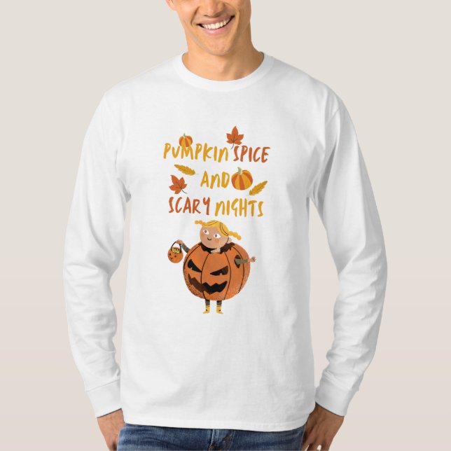 Camiseta Pumpkin Spice e Noites Assustadoras - Halloween Bo (Frente)