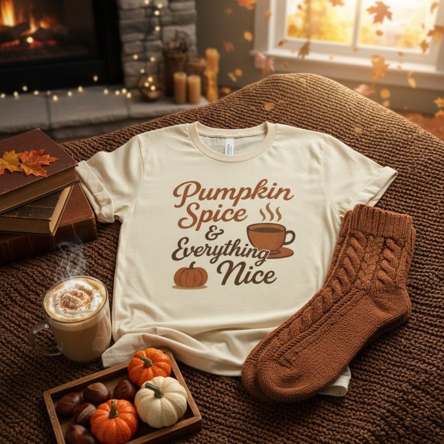 Camiseta Pumpkin Spice & Everything Nice Retro Fall (Criador carregado)