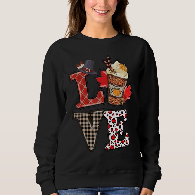 Camiseta Pumpkin Spice Fall Buffalo Plaid Love Thanksgiving (Frente)