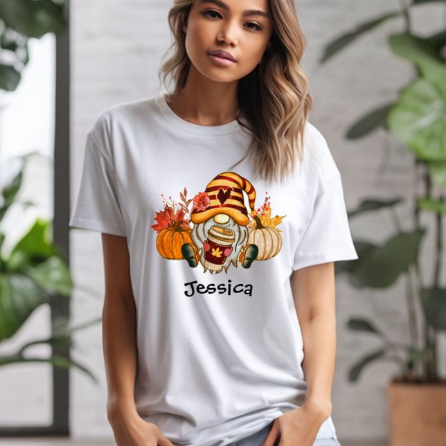 Camiseta Pumpkin Spice Gnomo Camisa-T da Mulher (Criador carregado)