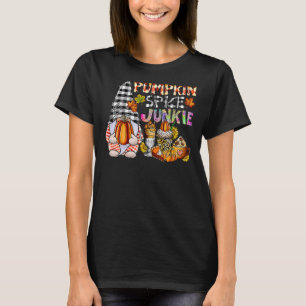 Camiseta Pumpkin Spice Junkie Autumn Gnomo Fall Thankgie