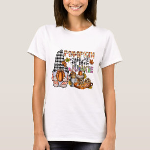 Camiseta Pumpkin Spice Junkie Gnomos Queda do outono Thanks