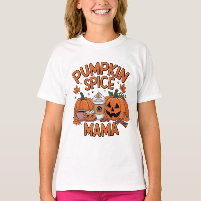Camiseta "Pumpkin Spice Mama - Cozy Fall Season Graphic" (Frente)