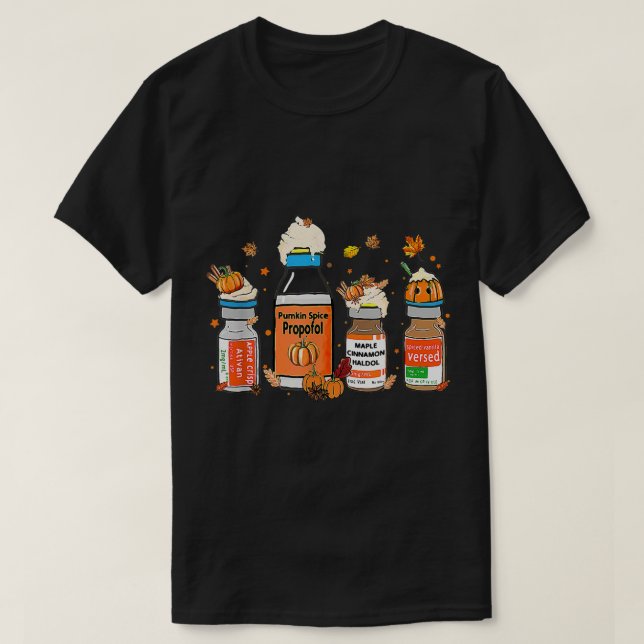 Camiseta Pumpkin Spice Propofol Ativan Vermelhidão Hallow (Frente do Design)