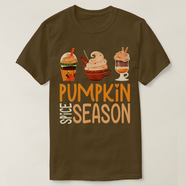 Camiseta Pumpkin Spice Season Queda Autumn Cute Latão (Frente do Design)