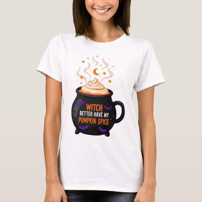 Camiseta Pumpkin Spice Witold Cartoon para o outono (Frente)