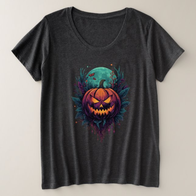 Camiseta Pumpkin Spooky Sob Lua Cheia (Frente do Design)