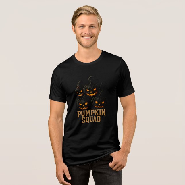 Camiseta Pumpkin Squad – Dark Jack-o’-Lantern Crew (Frente Completa)
