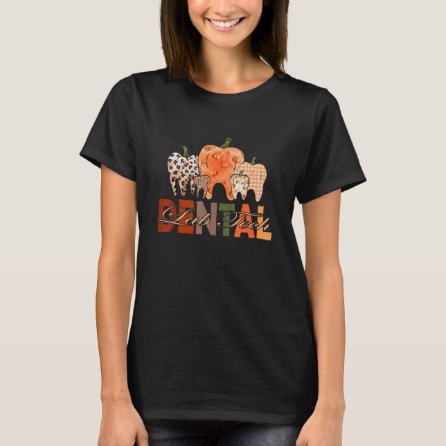 Camiseta Pumpkin Teeth Leopard Pattern Dentist Near Me Dent (Frente)