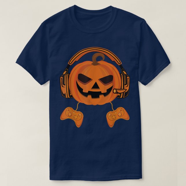 Camiseta Pumpkin Video Game Controller, um verdadeiro jogad (Frente do Design)
