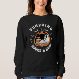 Camiseta Pumpkins Books & Boos Fantasmas & Livros Cozy Retr