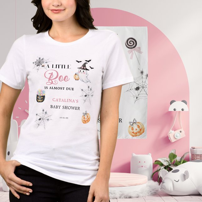 Camiseta Pumpkins Chá de fraldas de Boo Rosa (Criador carregado)