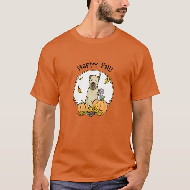 Camiseta Pumpkins Cute de Queda de Terrier (sem punho 1b2) (Frente)