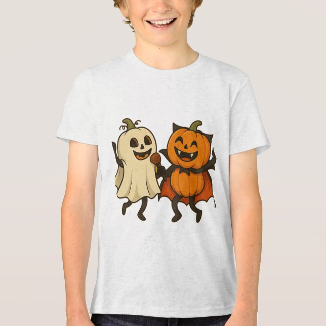 Camiseta Pumpkins dançando nos figurinos de Halloween - Eng (Frente)