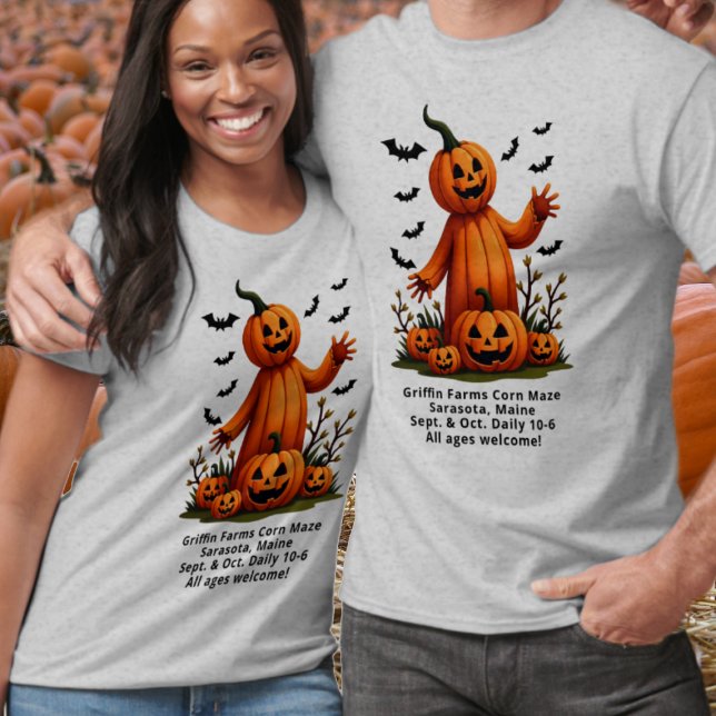 Camiseta Pumpkins n Bats Fazenda sazonal Publicidade (Criador carregado)