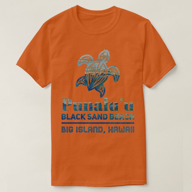 Camiseta Punaluu Black Sand Beach Turtle (Frente do Design)