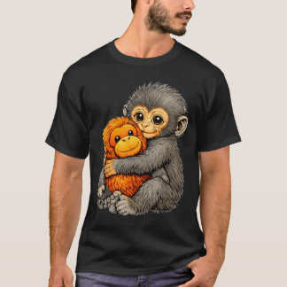 Camiseta Punch monkey funny cute baby animal hugging plush 