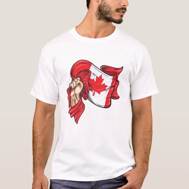 Camiseta Punho com pavilhão nacional do Canadá (Frente)