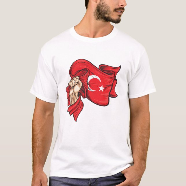 Camiseta Punho com pavilhão nacional do diafragma turco (Frente)