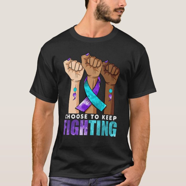 Camiseta Punho De Mão Escolhe Continuar Combatendo A Preven (Frente)