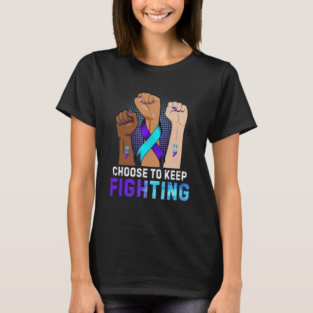 Camiseta Punho De Mão Escolhe Continuar Combatendo A Preven (Frente)