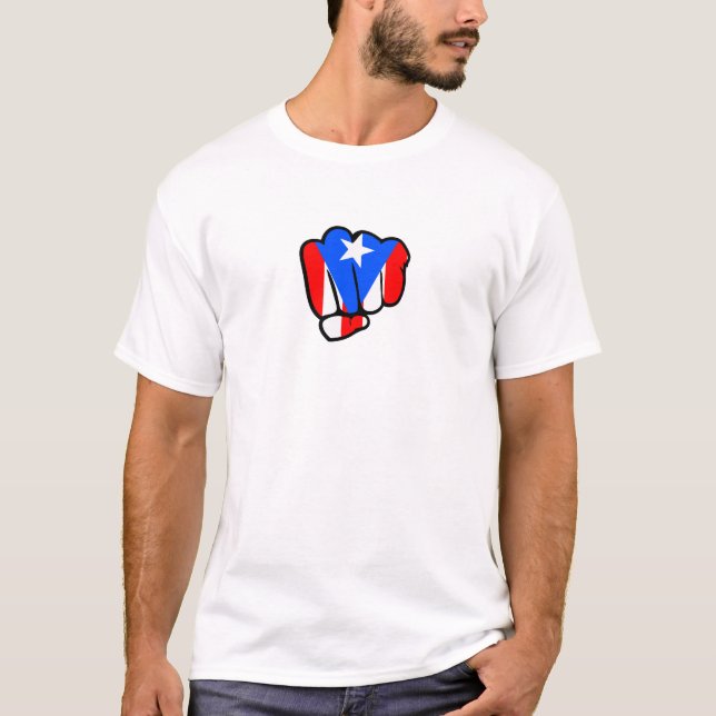 Camiseta Punho de Poder Porto-riquenho | Orgulho Boricua (Frente)