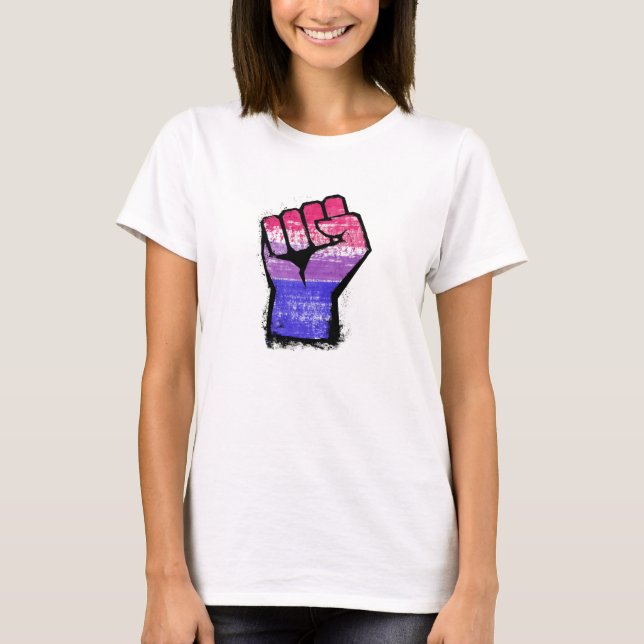 Camiseta Punho de Protesto Bissexual (Frente)