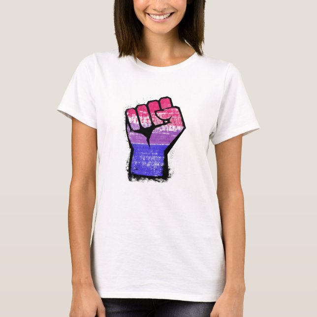 Camiseta Punho de Protesto Bissexual (Frente)