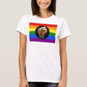 Camiseta Punho erguido da bandeira das pessoas queer do Sli