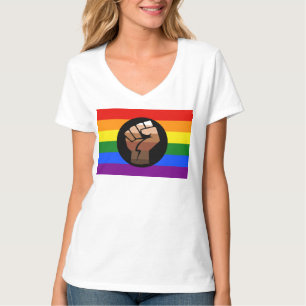Camiseta Punho levantado da bandeira de cor das pessoas que