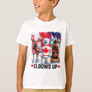 Camiseta Punhos Para Cima Bandeira do Canadá Hockey Funny B