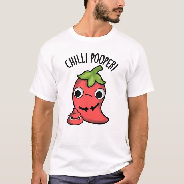 Camiseta Punição de Pimenta Engraçada Chili Pooper (Frente)