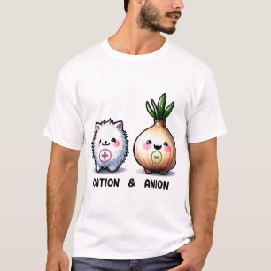 Camiseta Punição de Química Fofa de Cátion e Ânion Design d