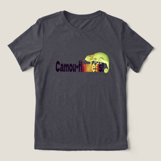 Camiseta Punição Engraçada de Camaleão Camu-flawless (Design frontal)