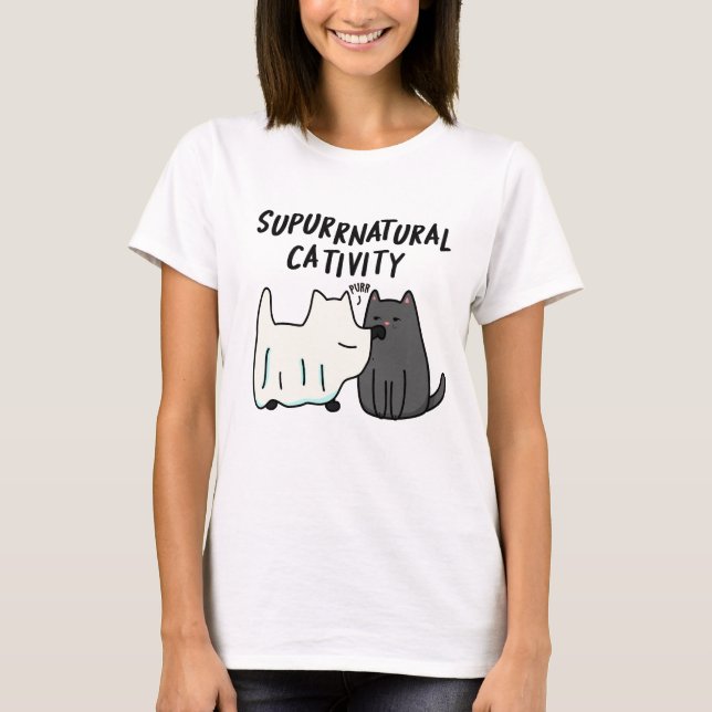 Camiseta Punição Su-purr-natural Atividade Engraçada do Gat (Frente)