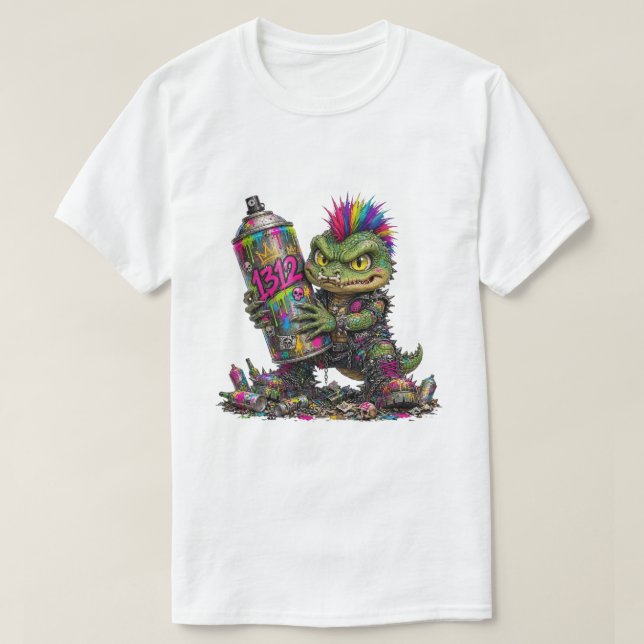 Camiseta Punk Gator King (Frente do Design)