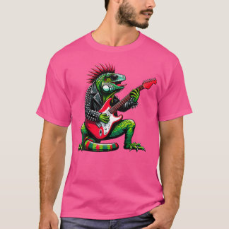 Camiseta Punk Iguana Rock'N Roll Goth Lizard Guitar Awesome