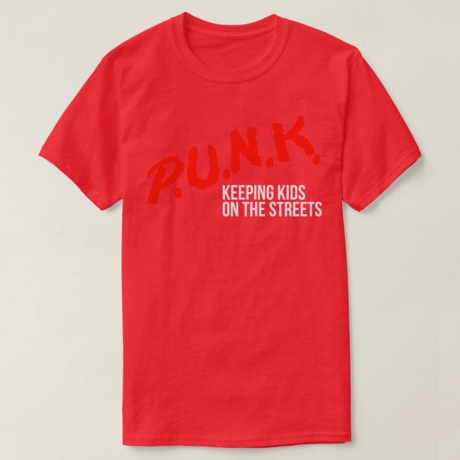 Camiseta PUNK Mantendo Crianças nas Ruas (Frente do Design)