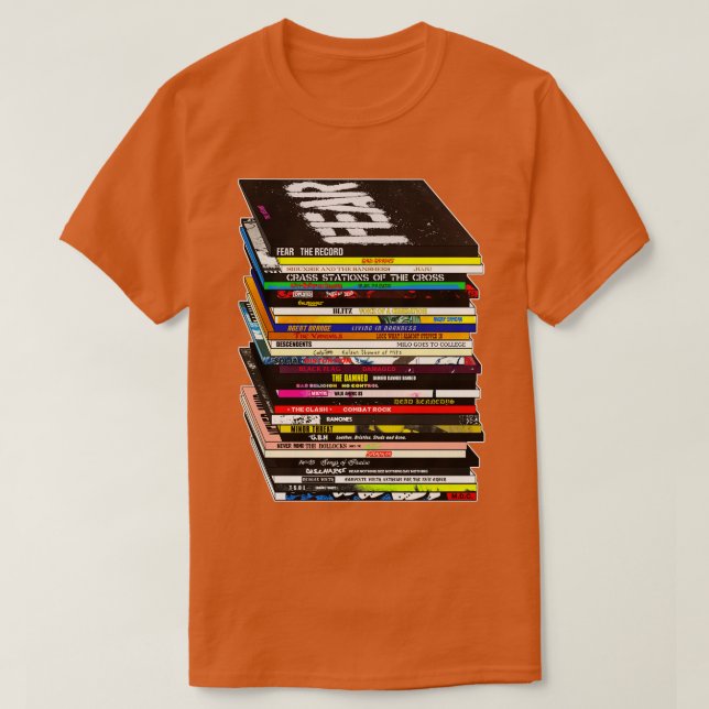 Camiseta Punk Music CDVinyl Stack (Frente do Design)