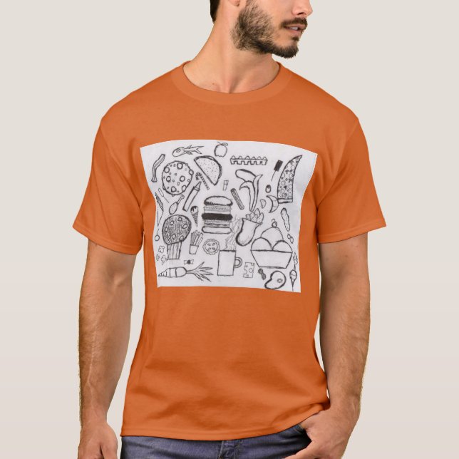 Camiseta Punk Rock Design nº 7 Comida em Orange Regular (Frente)