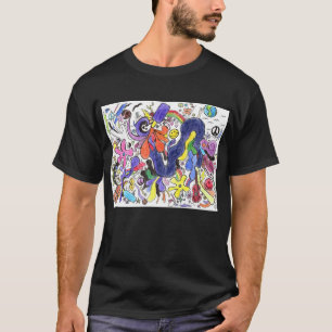 Camiseta Punk Rock Doodle #15 em Cor em Preto