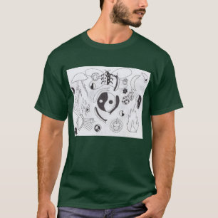 Camiseta Punk Rock Doodle #25 Yin e Yang Dark Green