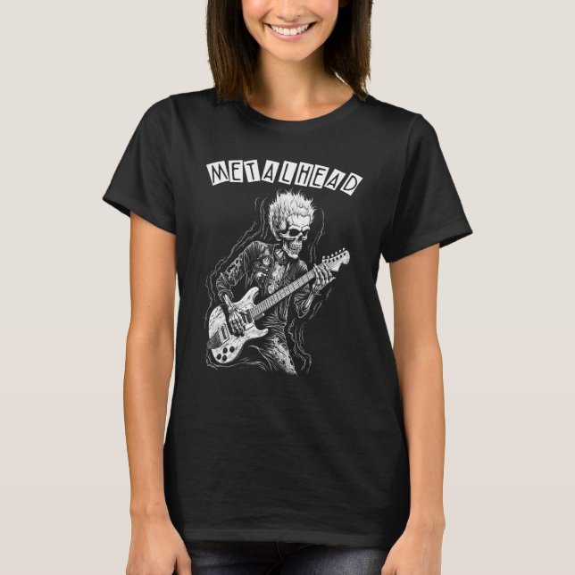 Camiseta Punk Rock N Roll Skeleton Guitarist (Frente)