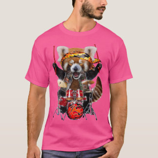 Camiseta Punk Rock Red Panda Tocando Tambores