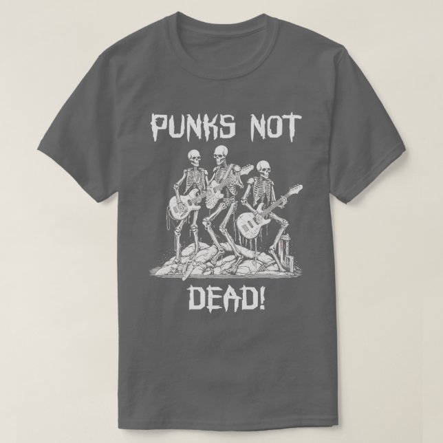 Camiseta Punk Rock Skeleton Punks Não Morto (Frente do Design)