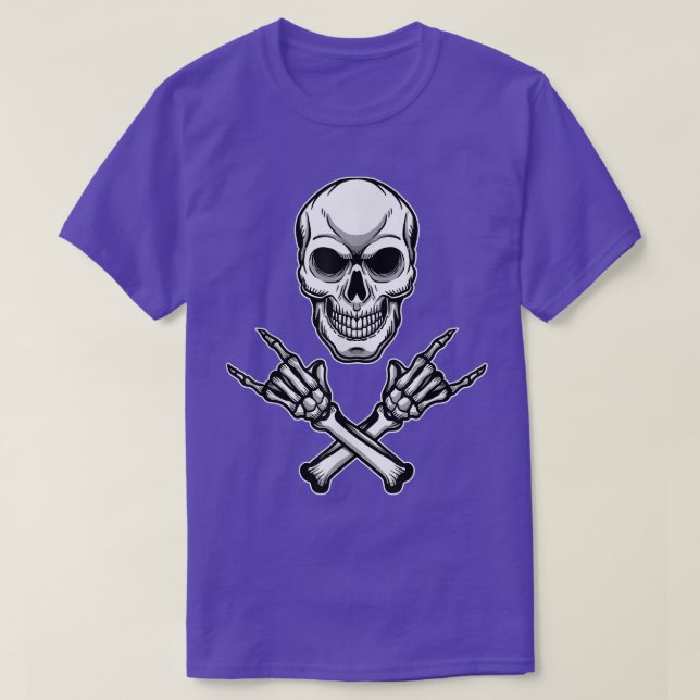 Camiseta Punk Rock Skull Skeleton Heavy Metal Rock And Roll (Frente do Design)